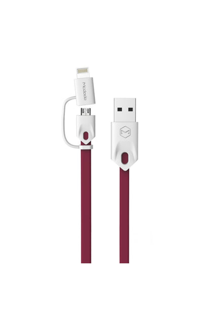 Apple Uyumlu iPhone Lightning Micro Usb Akıllı Şarj Data Kablosu Kırmızı