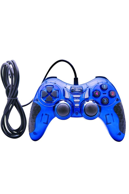Pc Uyumlu Usb Dual Shock Titreşimli Joystick Oyun Kolu-cfl-2586 Mavi