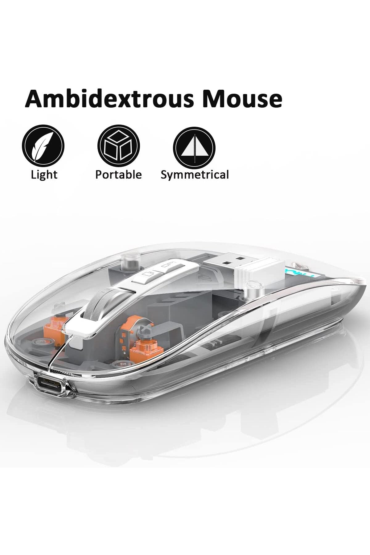 FMOUSE M133 Şeffaf Kablosuz Bluetooth Mouse Üç Modlu Sessiz Şarj Edilebilir