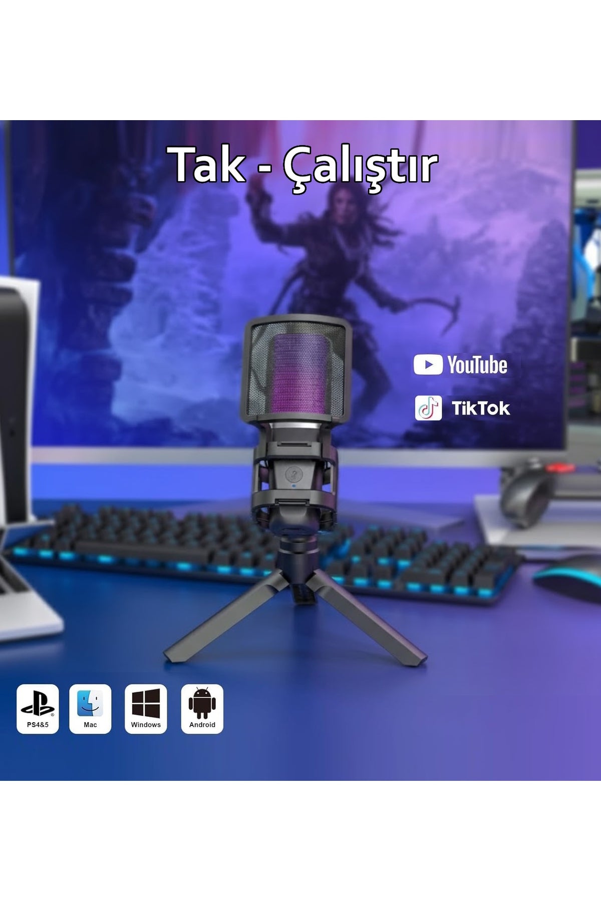 A68 RGB USB Condenser Gamer Mikrofon