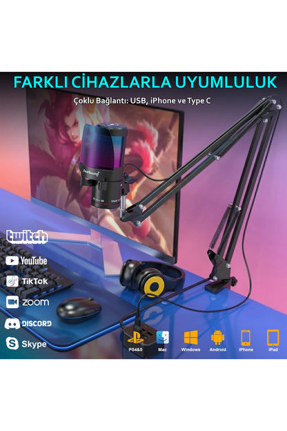 KM8S USB Condenser Gamer Mikrofon