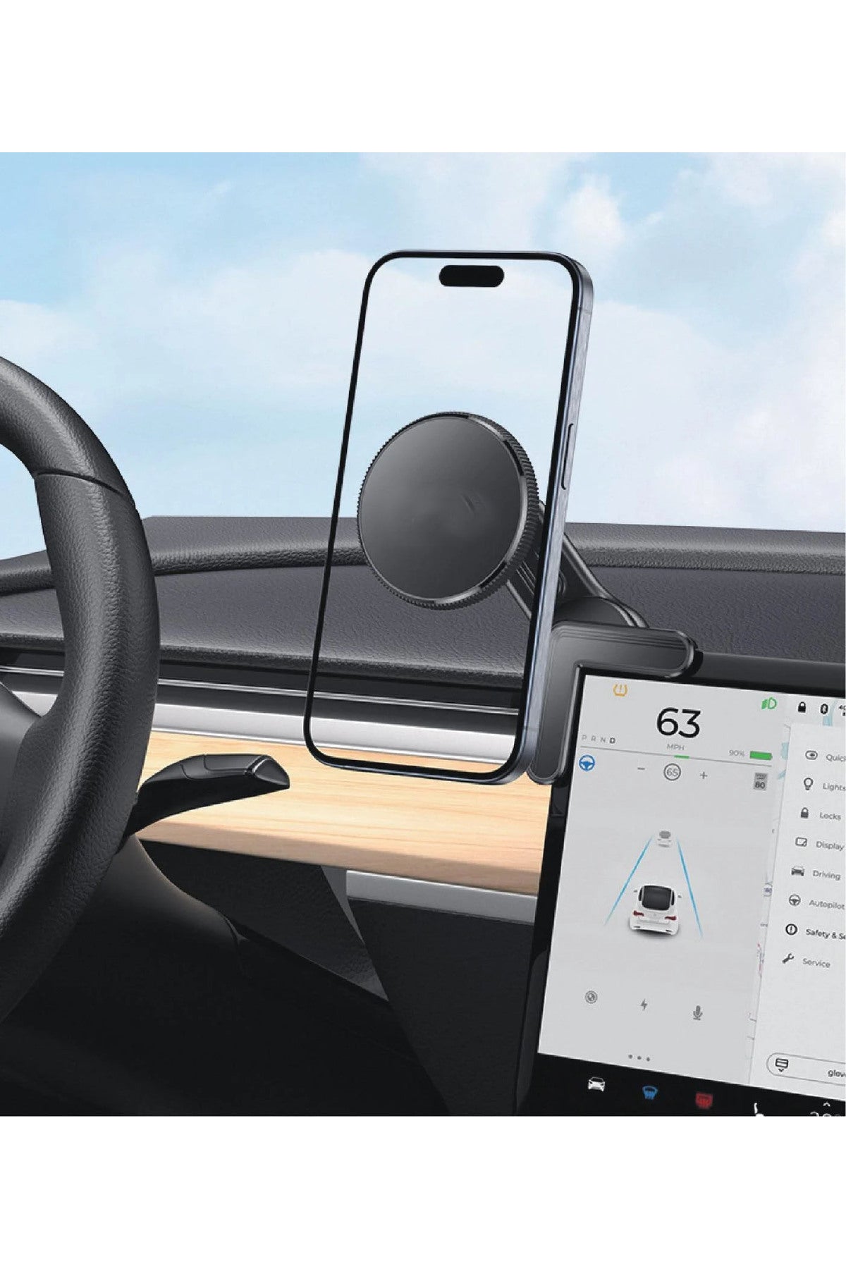 A38 Tesla Y 360° Dönen Magsafe Güçlü Mıknatıs Araç İçi telefon Tutuucu