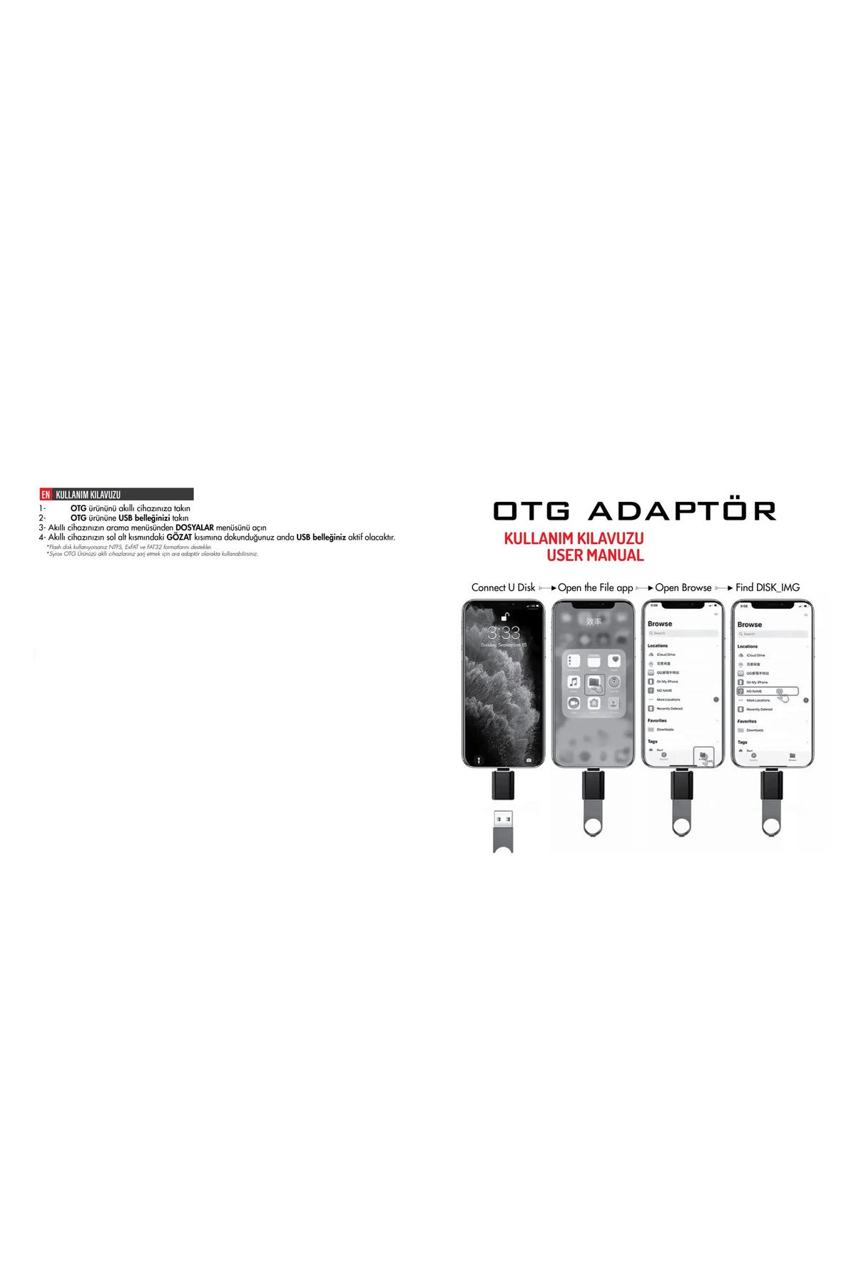 Lightning USB 3.0 OTG usb Kart Okuyucu, USB Tak Çalıştır Dönüştürücü