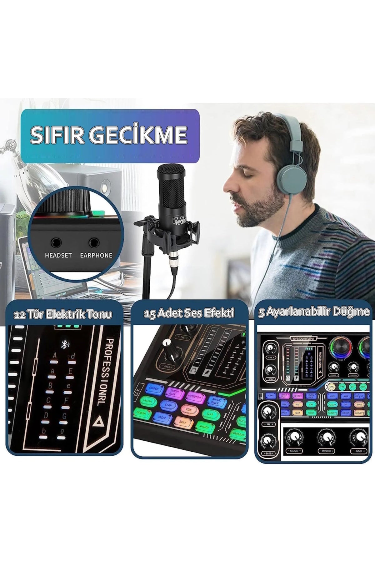 P16 RGB Profesyonel Stüdyo Mikrofon Mikser