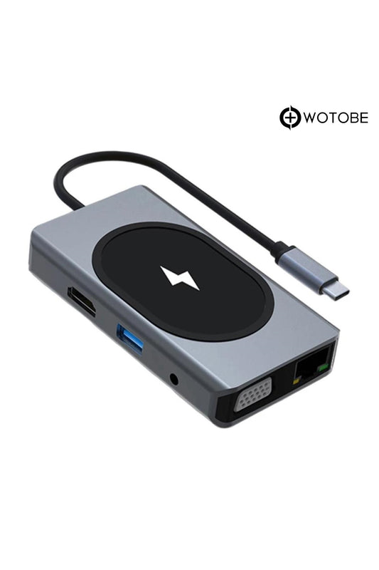 9 Portlu Kablosuz Şarjlı Usb-c Hdtv Hdmı Pd Sd Tf Rj45 Vga Dönüştürücü Adaptör HDMI