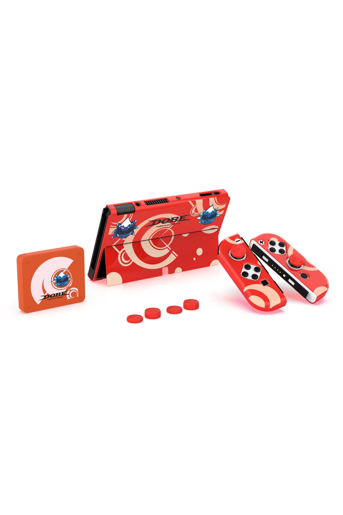 Switch Oled 3in1 Standlı Rnkli Kılıf Analog Yükseltici Ve Koruyucu Kart Kutusu Kırmızı
