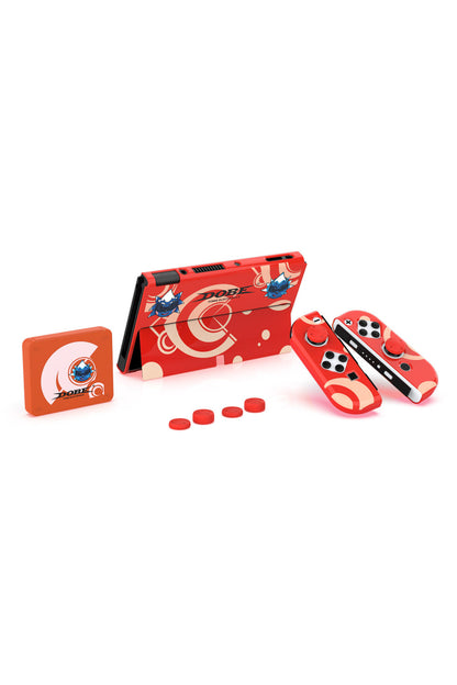 Switch Oled 3in1 Standlı Rnkli Kılıf Analog Yükseltici Ve Koruyucu Kart Kutusu Kırmızı
