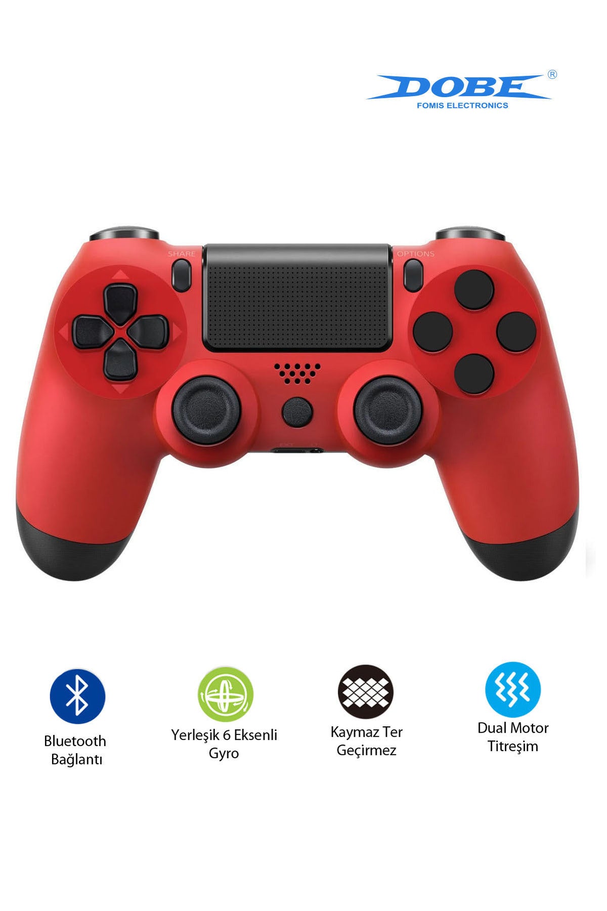 Ps4-pc-android Box-android-Apple Uyumlu iOS Telefon Tablet Titreşimli Bluetooth Oyun Kolu Kamo Kırmızı