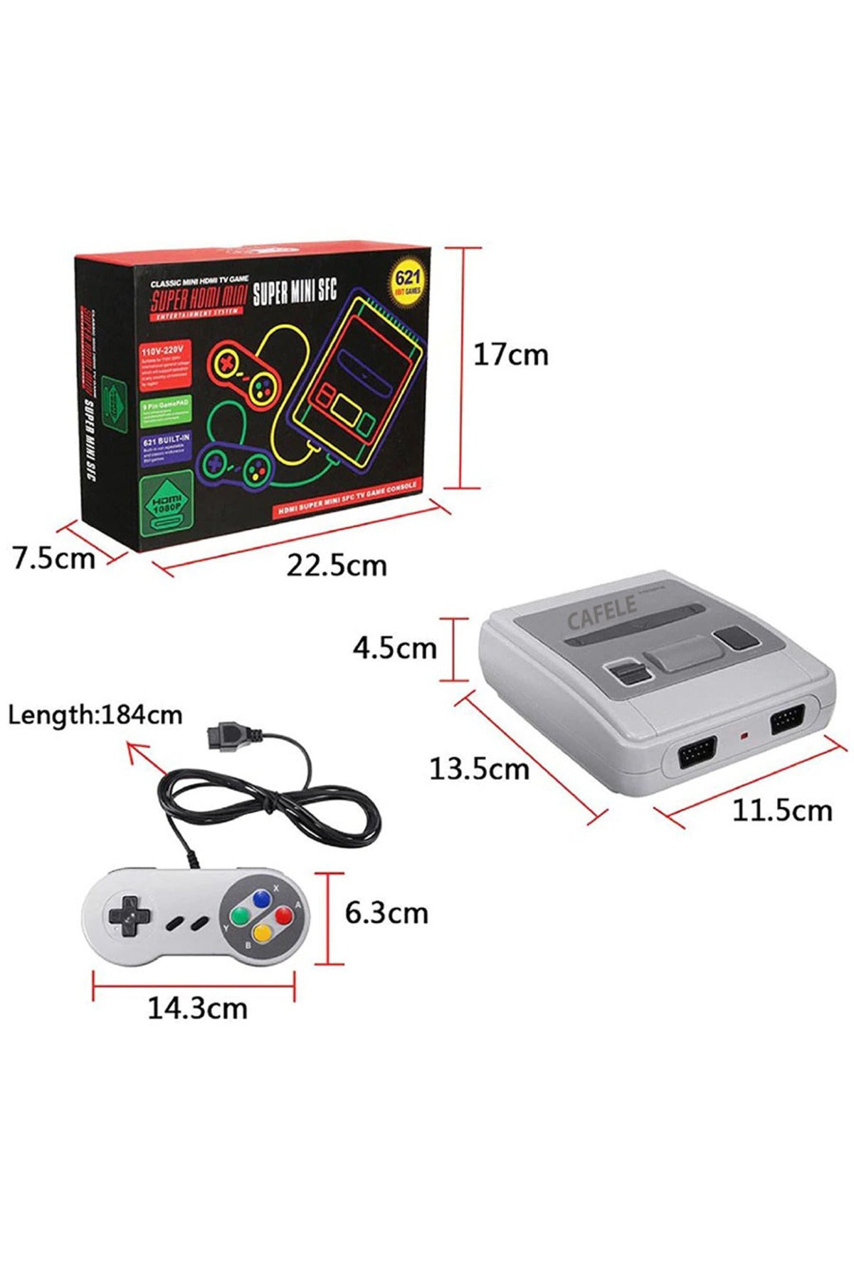 Retro 8 Bit 621 Oyunlu Sfc Hdmi Oyun Konsolu-ultra Mini Siyah