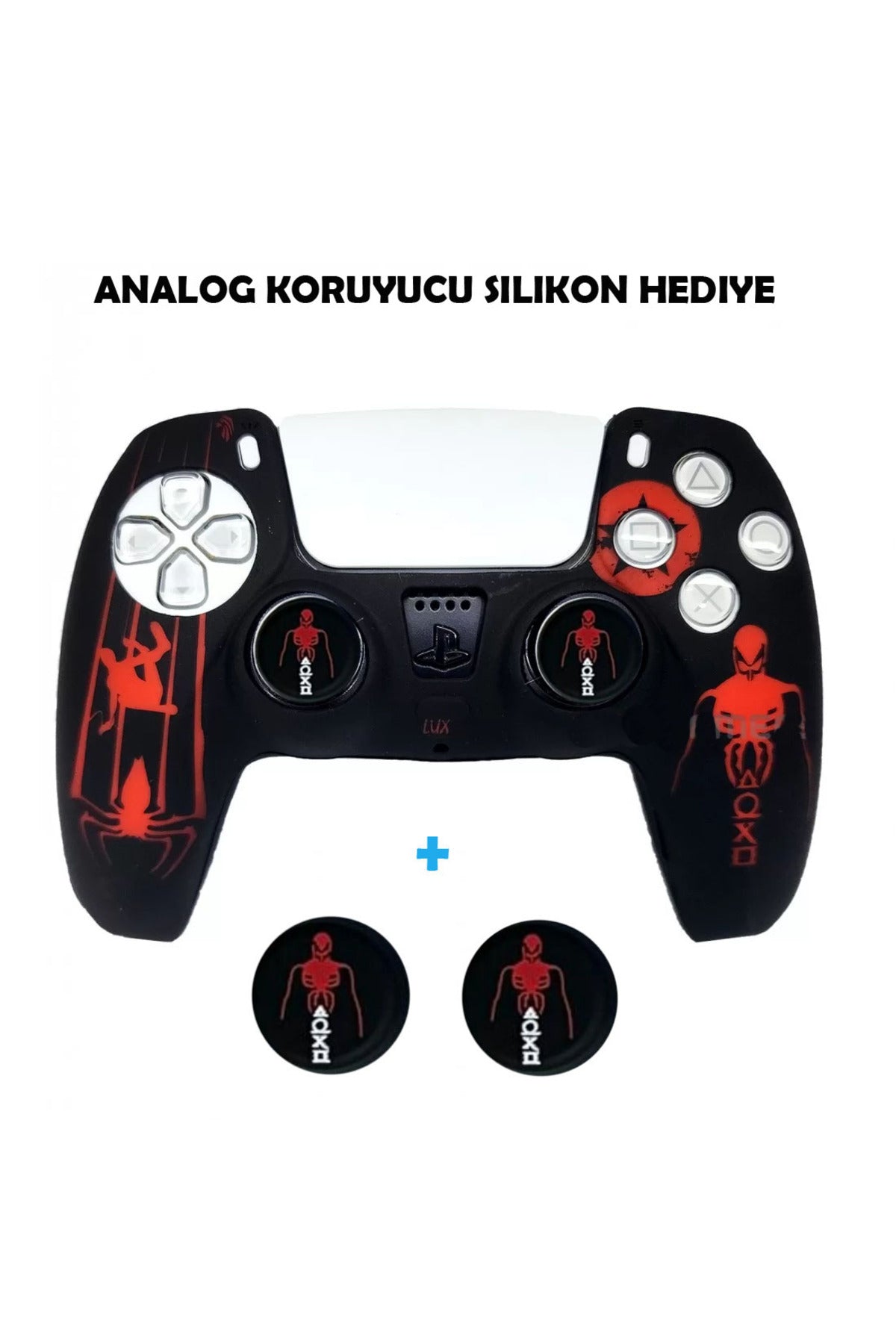 PS5 Dualsense Spider Man 2  Koruyucu Silikon Kılıf + Analog silikon Koruyucu