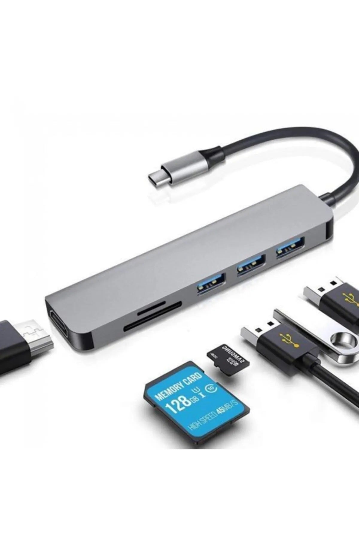 6-1 Apple Uyumlu MacBook Matebook Usb 3.0 Kart Okuyucu Hdmi Type-c Çevirici HDMI