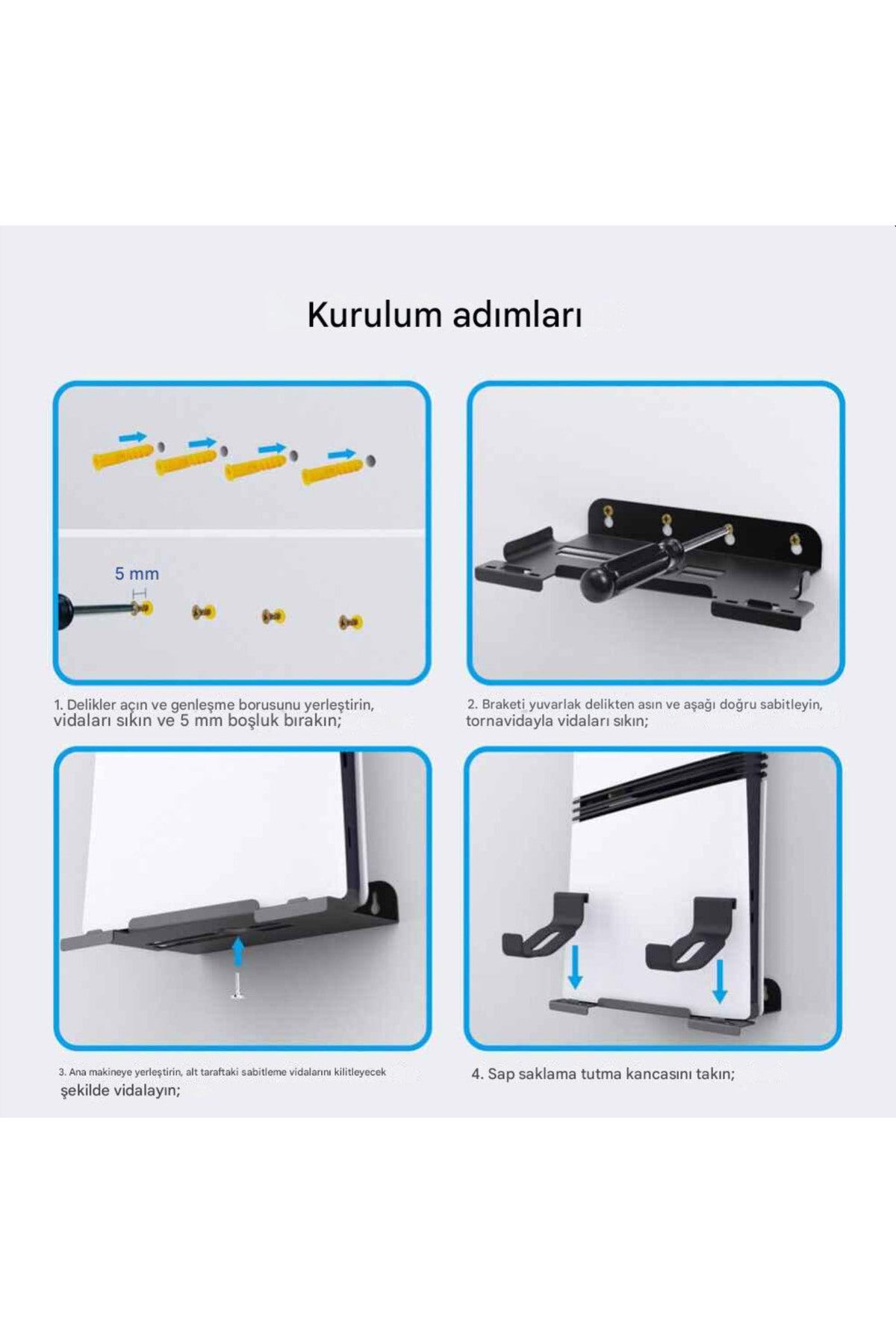 Ps5 Slim / Pro Uyumlu Duvar Askı Aparatı Pgtech Gp-539