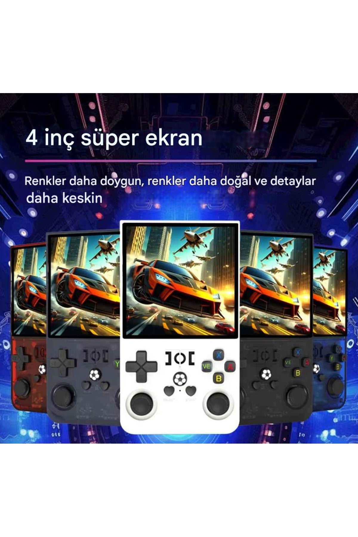 R36MAX Retro Video Oyun Konsolu Linux Sistemi 4.0 Inç IPS Ekran 64 GB Taşınabilir El Konsolu