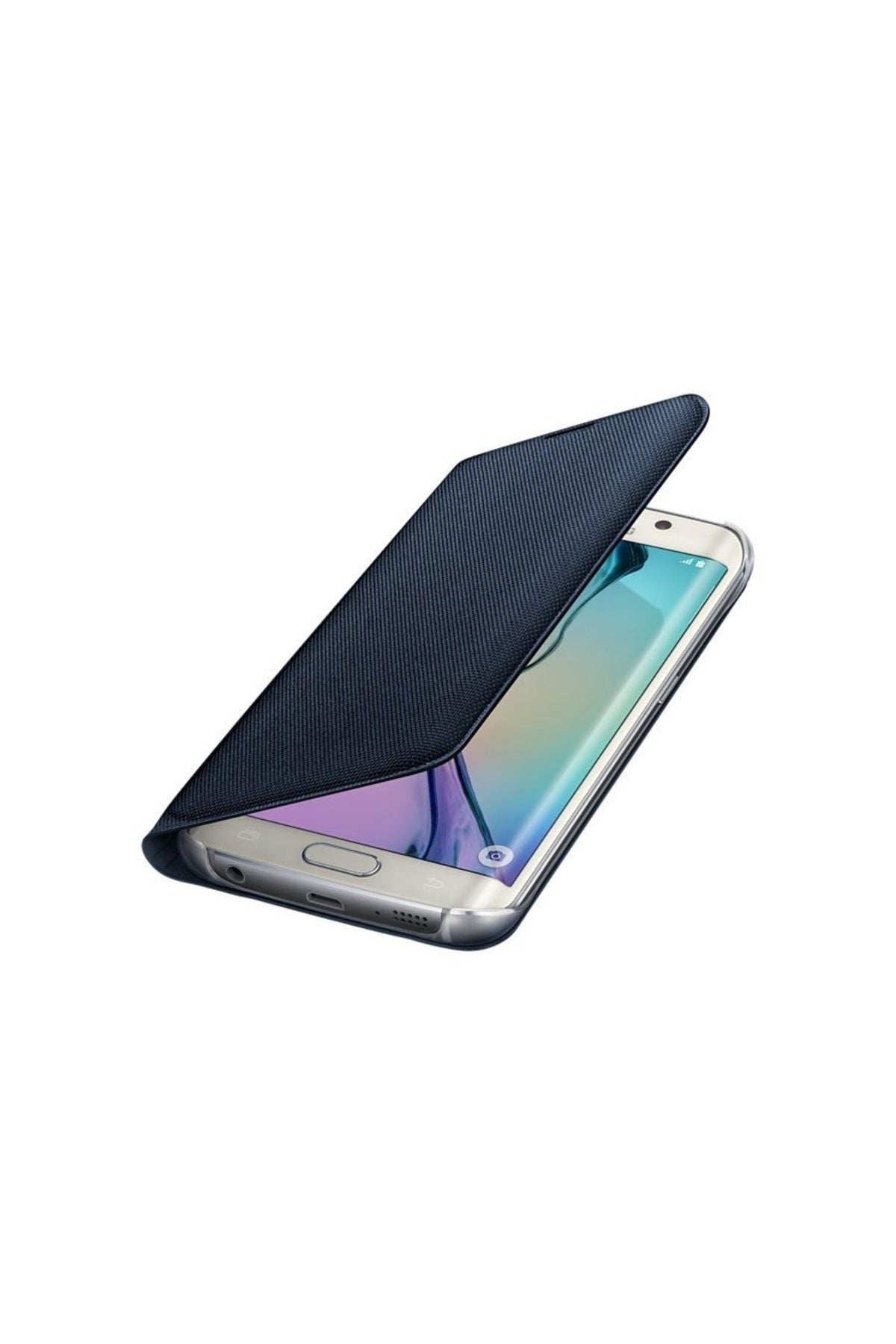 Samsung Galaxy S6 Orjinal Uyku Modlu Wallet Fabric Kılıf-lacivert Siyah Kılıf