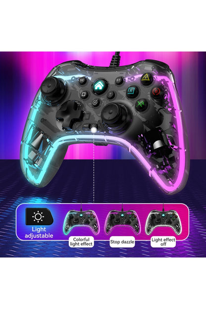 Işıklı Pc Android Telefon Tablet Ps4 Switch Uyumlu Kablolu Gamepad