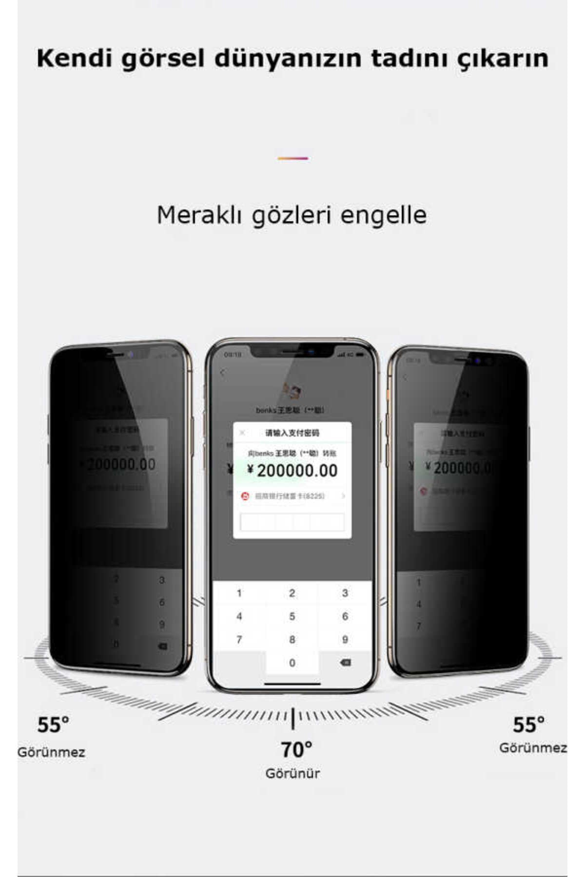 Apple Uyumlu  iPhone 12 Pro Kor Privacy Cam Ekran Koruyucu
