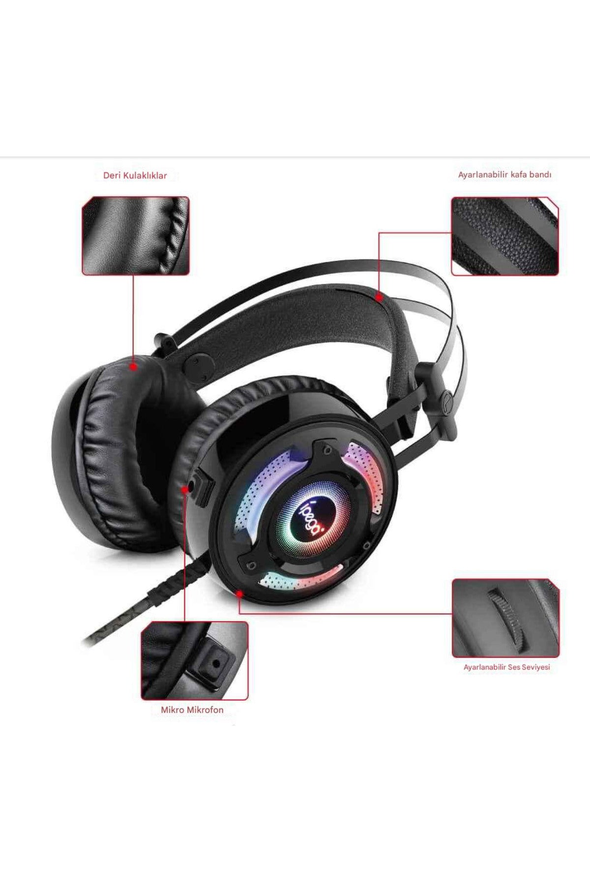 Pg-r008 Ps4-ps5-nintendo Switch-xbox Uyumlu Pc Led Oyuncu Kulaklığı Siyah
