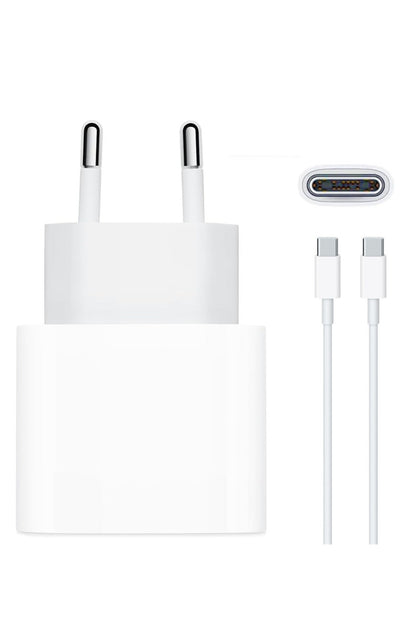 iPhone 20W USB-C PD Güç Adaptörü ve Kablo Dahil Set Type-C den Type-C Hızlı Şarj Cihazı