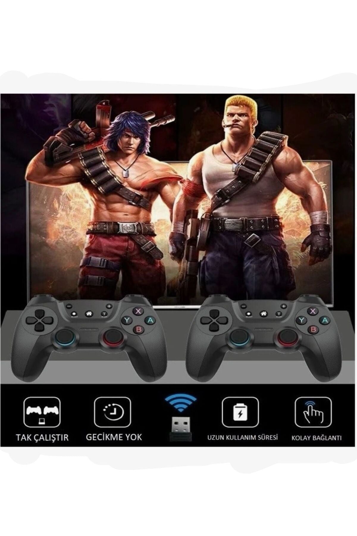 2.4 GHz Kablosuz Çiftli Gamepad Seti - Android TV Box, PC, P3 ve Tablet Uyumlu Oyun Kolu