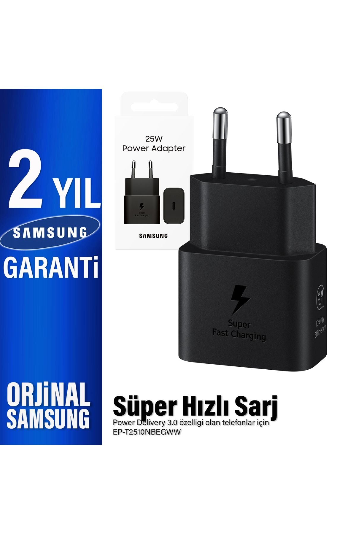 25W Süper Hızlı Type-C Şarj Aleti  Samsung EP-T2510N (Samsung Türkiye Garantili)