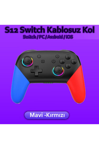 Switch PRO S12 Mavi-Kırmızı Controller Gamepad