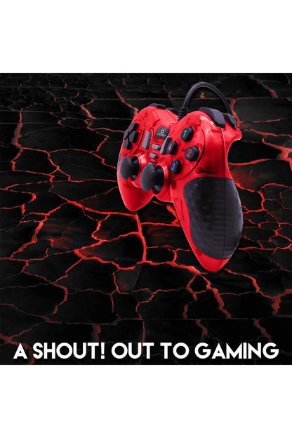 Pc Uyumlu Usb Dual Shock Titreşimli Joystick Oyun Kolu-cfl-2586 Kırmızı