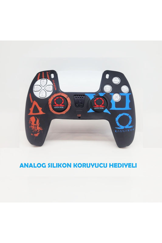 Ps5 Dualsense God Of War Ragnarok Koruyucu Silikon Kılıf + Analog Silikon Koruyucu Kırmızı