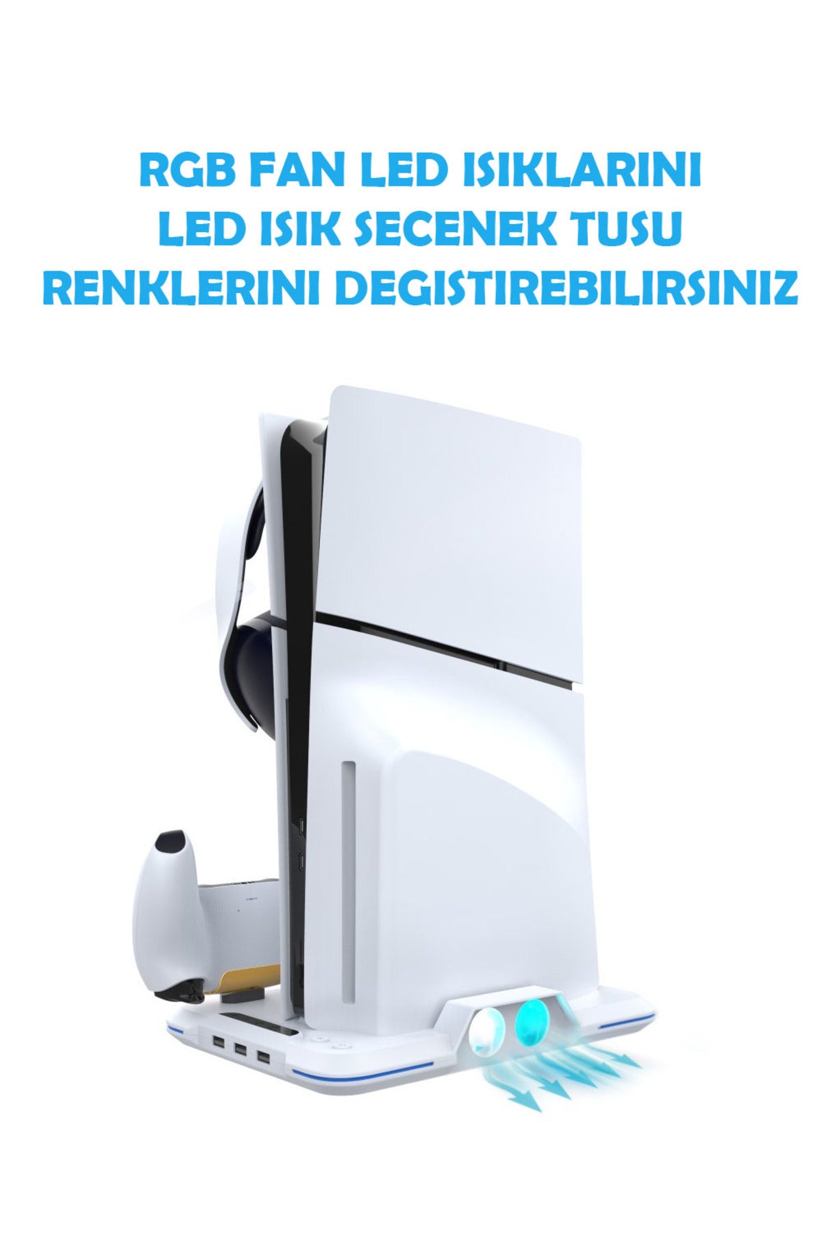 İpega P5S020W PS5 Slim Disk/PS5 Slim Dijital Uyumlu RGB Soğutucu Fanlı Stand