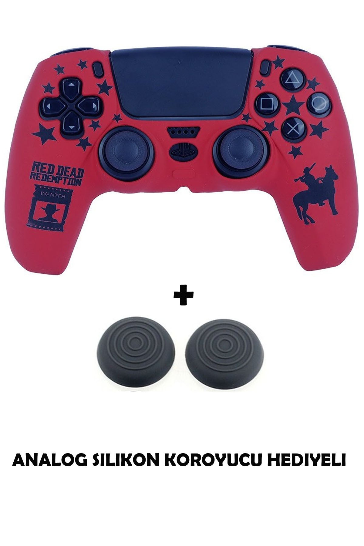 Ps5 Dualsense Red Dead Redemption Desenli Koruyucu Silikon Kılıf + Analog Silikon Koruyucu Rdr Model-2