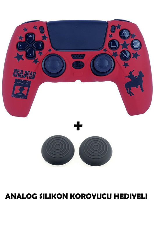 Ps5 Dualsense Red Dead Redemption Desenli Koruyucu Silikon Kılıf + Analog Silikon Koruyucu Rdr Model-2