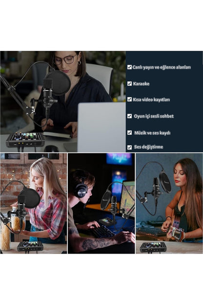 P80 Taşınabilir Profesyonel Podcast Stüdyo Mikser