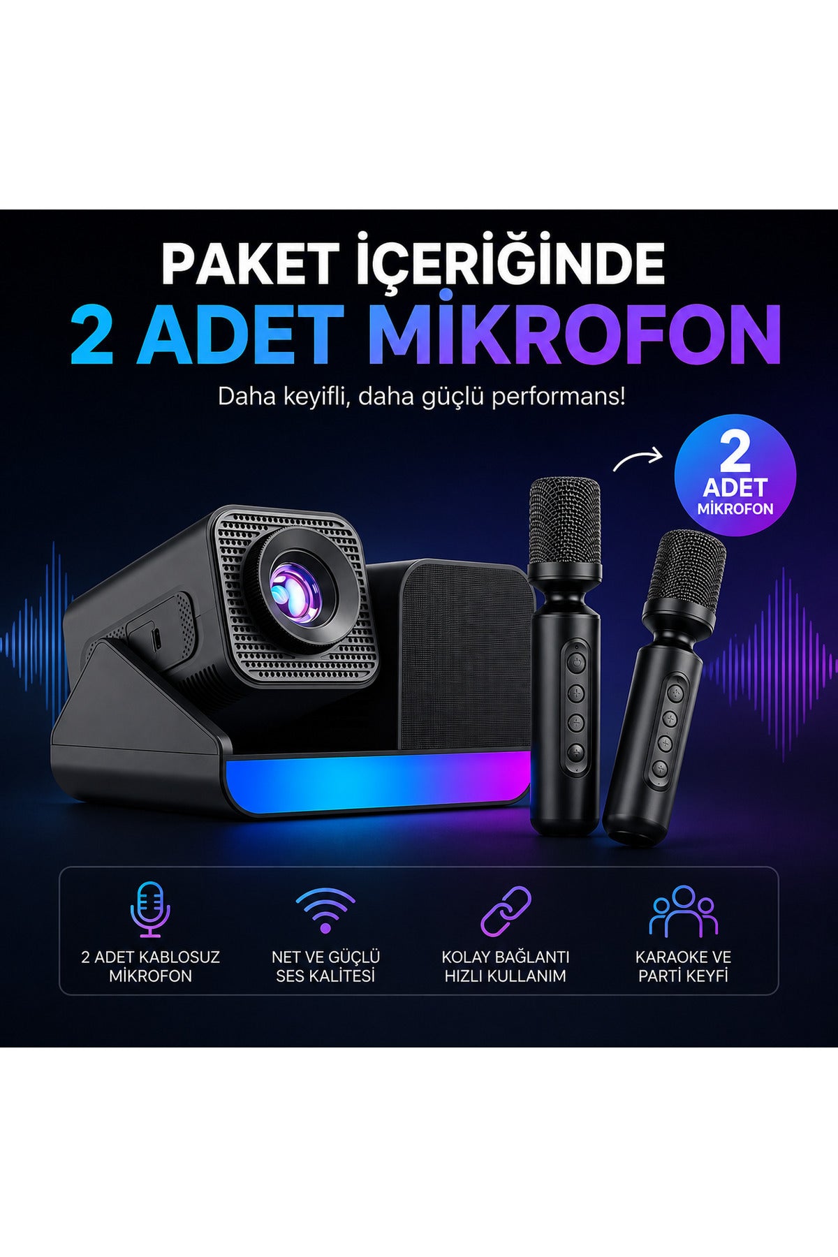 HP-SP01 Edition Projeksiyon Speaker Mikrofon 3in1 Taşınabilir Android 11 Akıllı Sinema 1GBRam 8GBRom