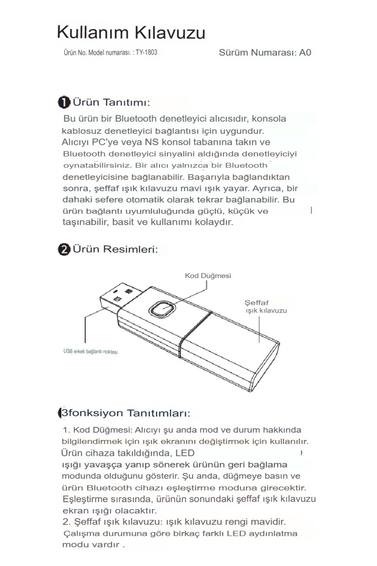Android Tv/tv Xbox/pc/nintendo Switch Uyumlu Kablosuz Joystick Bluetooth V5.0 Usb Bağlantı Aparatı