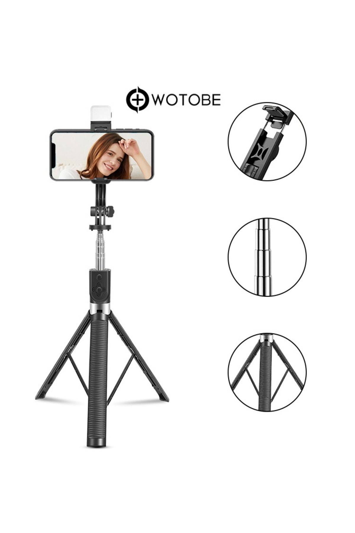7 Kademeli 360 Derece Ayarlanabilir 1.70 Metre Kumandalı Kamera Sabitleyici Tripod