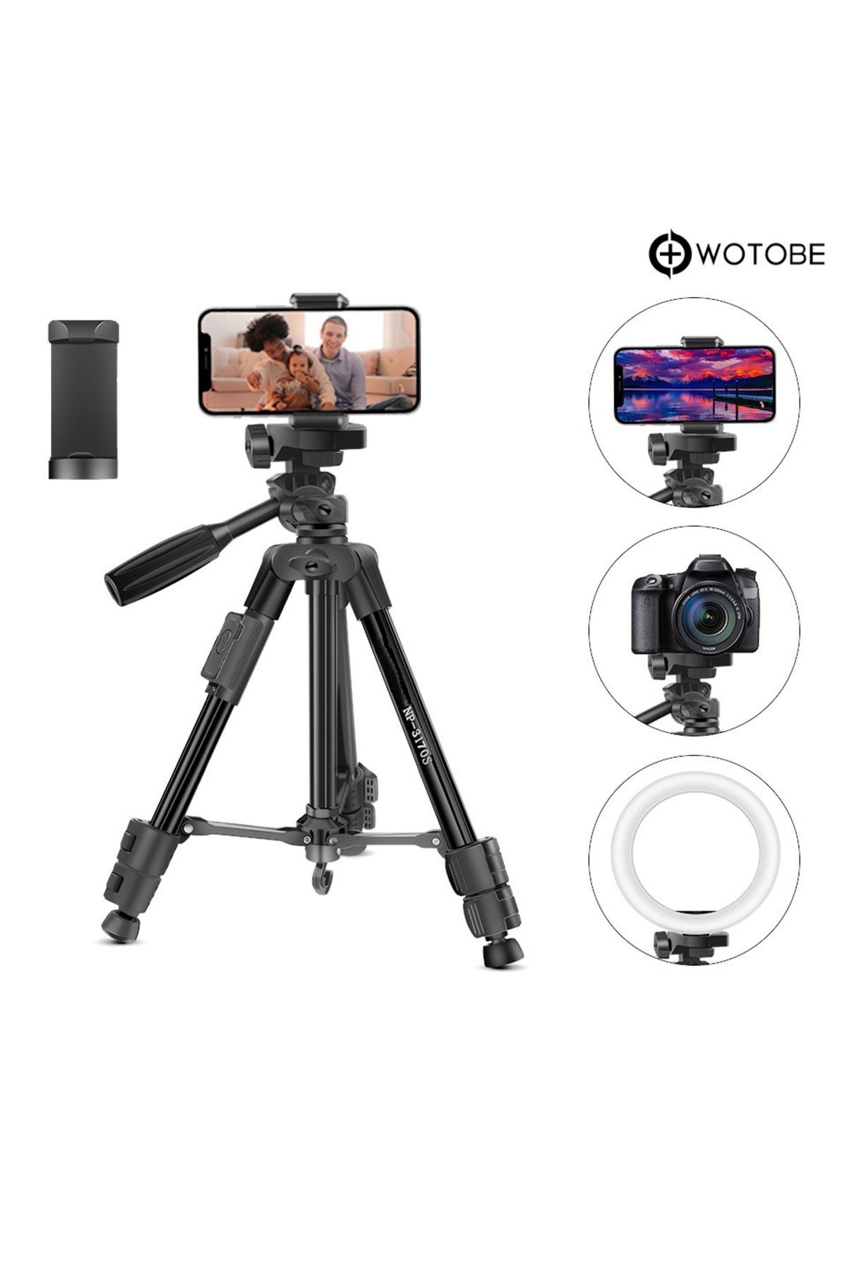 360 Derece Ayarlanabilir Kumandalı 1.25 Metre Profesyonel Kamera Sabitleyici Tripod