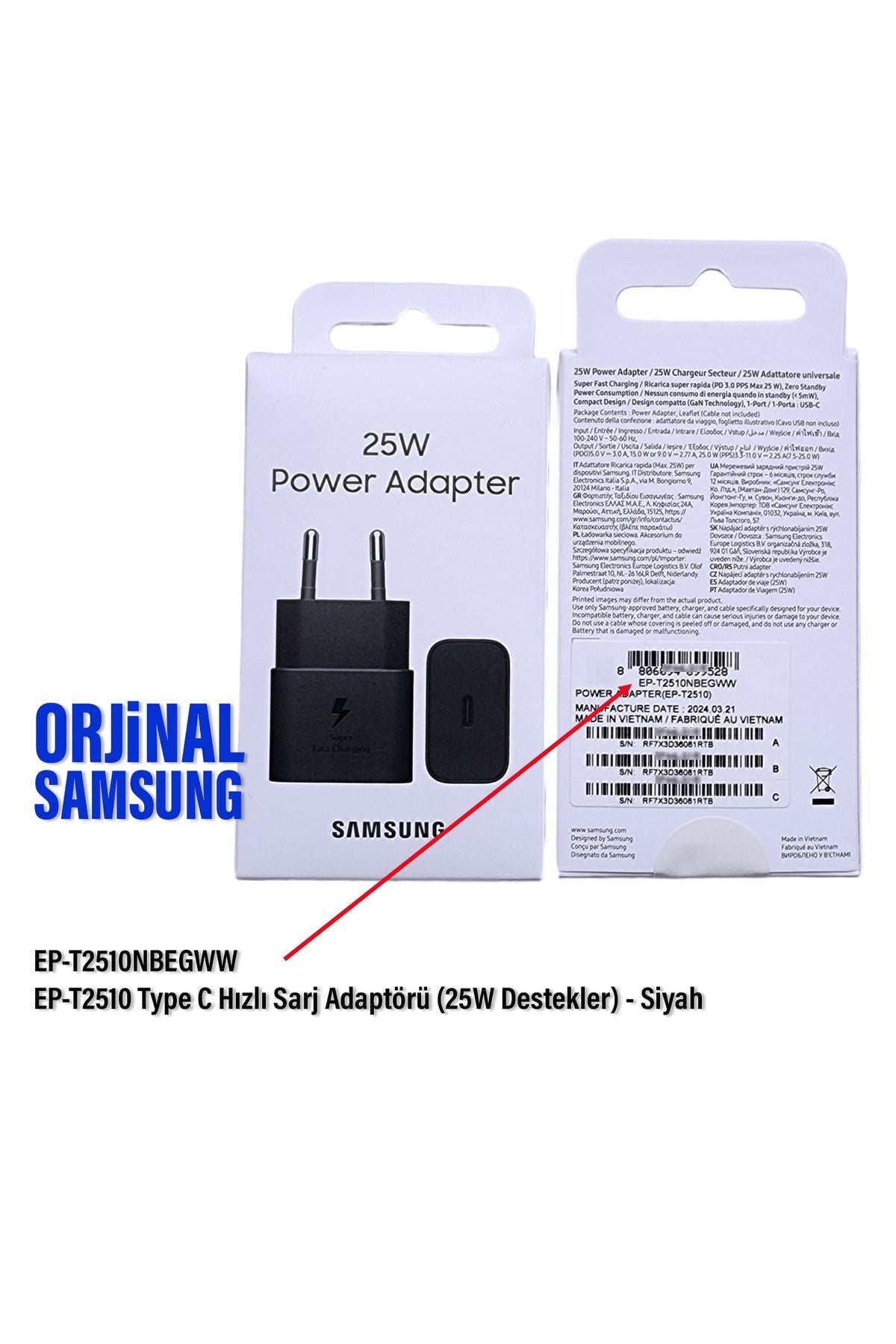25W Süper Hızlı Type-C Şarj Aleti  Samsung EP-T2510N (Samsung Türkiye Garantili)