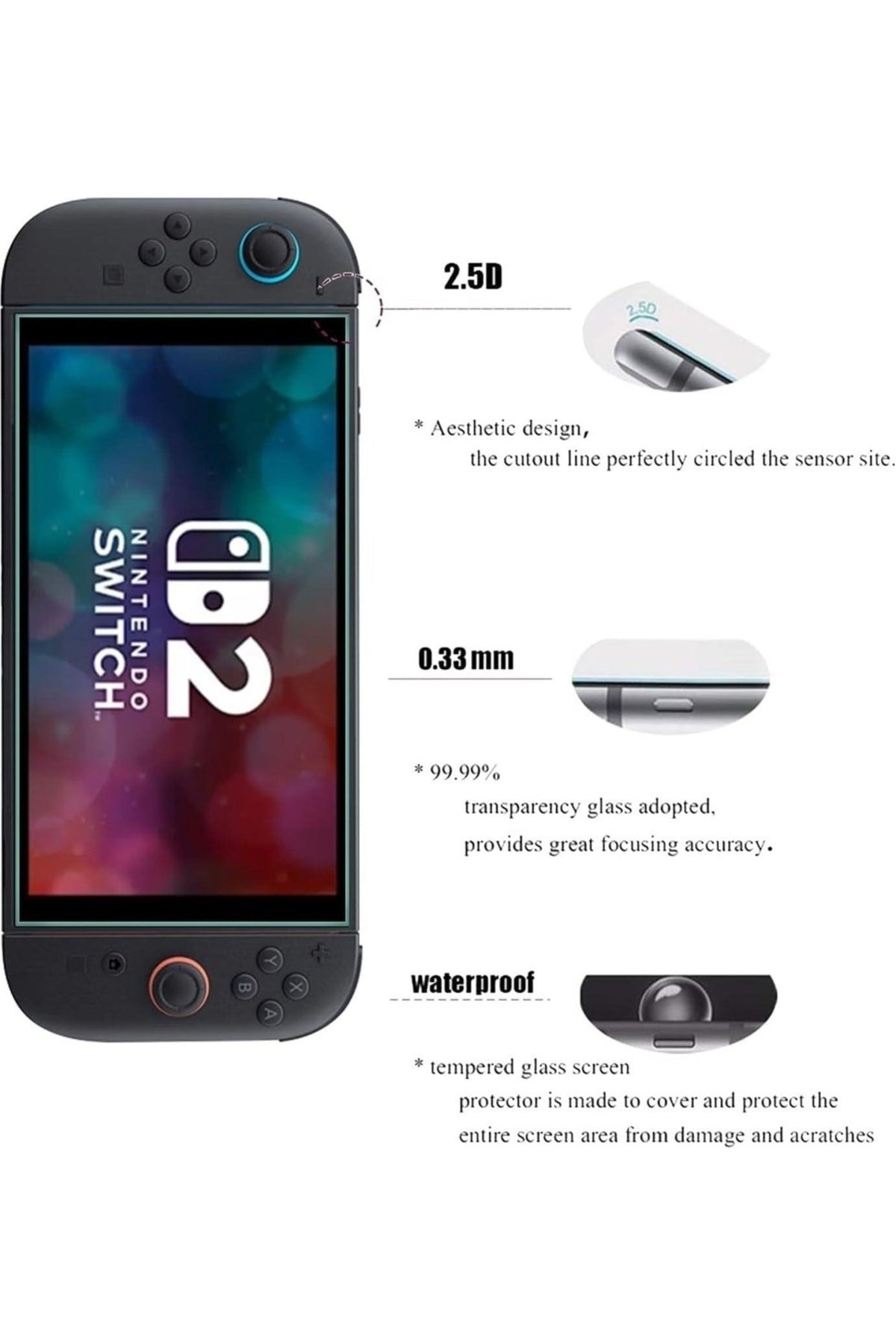 Switch 2 Temperli Cam Ekran Koruyucu 2li Paket (Switch 2)