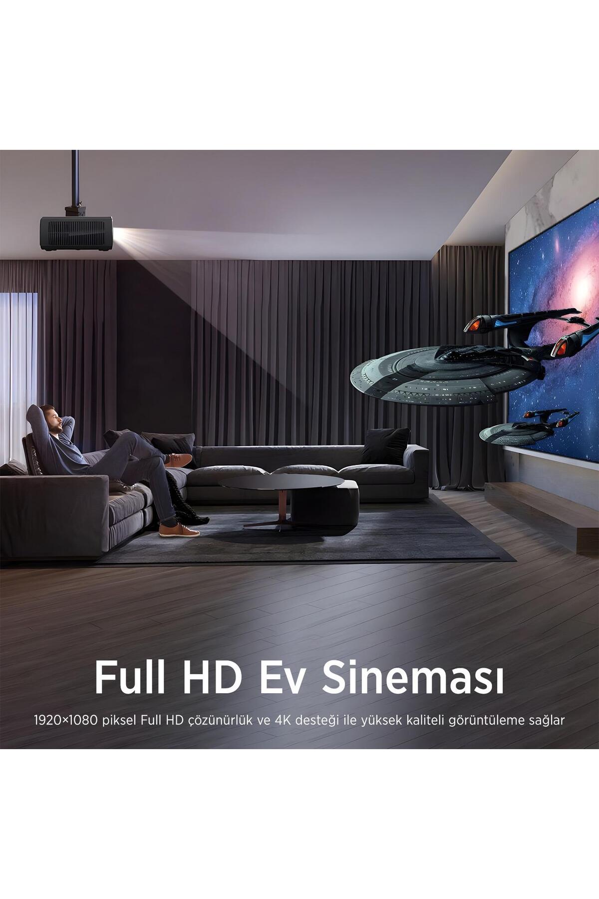 Vega III Android Projeksiyon Cihaz Full HD 1920×1080 4K Desteği 400 ANSI Lümen Wifi Bluetooth Uyumlu