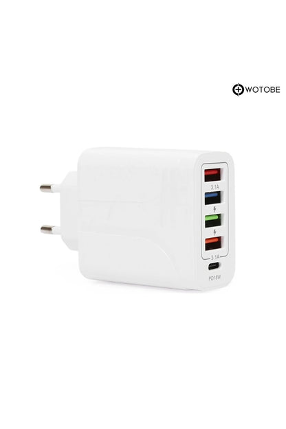 Apple Uyumlu 4 Usb 1 Type c iPhone iPad Samsung Huawei Oppo Xiaomi 48w Hızlı Şarj Başlığı
