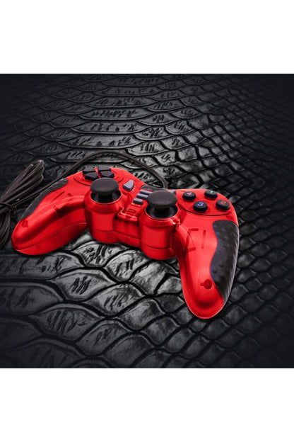 Pc Uyumlu Usb Dual Shock Titreşimli Joystick Oyun Kolu-cfl-2586 Kırmızı