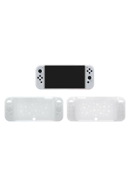 Nintendo Switch Oled El Destekli Grip Tasarımlı Koruyucu Silikon Kılıf Beyaz