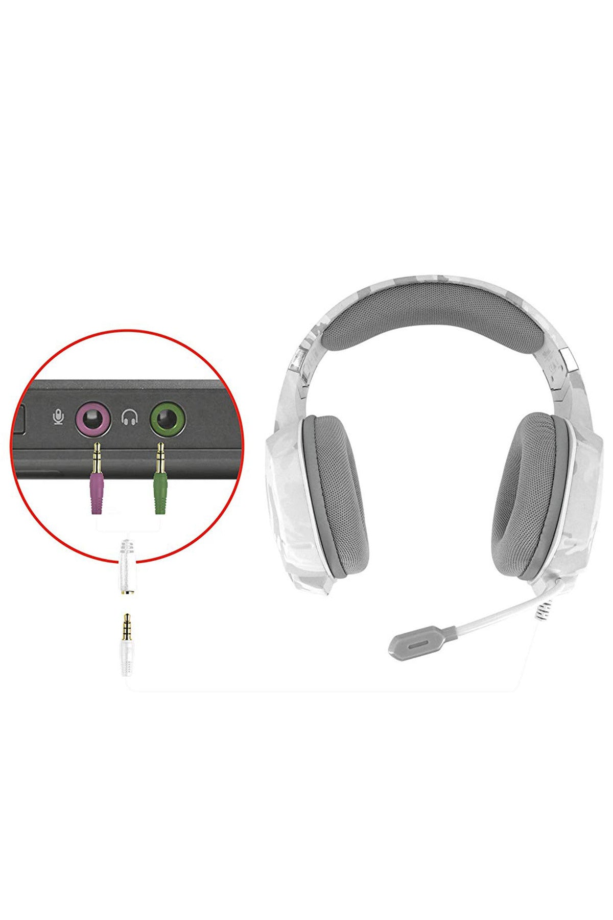 Gxt 322w Carus Snow Beyaz Kamuflaj Gamer Kulaklık Siyah