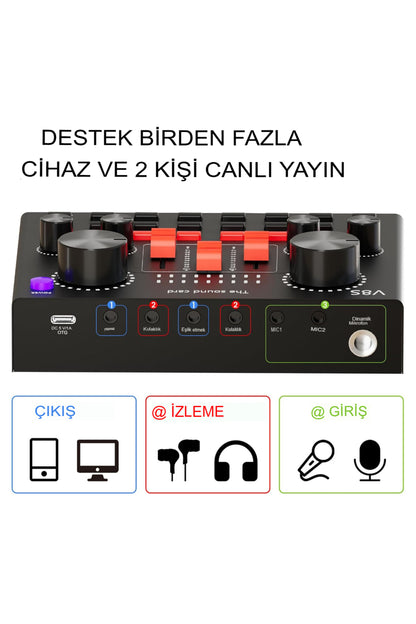 BM800 Mikrofon ve V8S Ses Kartlı Podcast Ekipman,Kayıt,Yayın,Canlı Yayın için Podcast Mikrofon