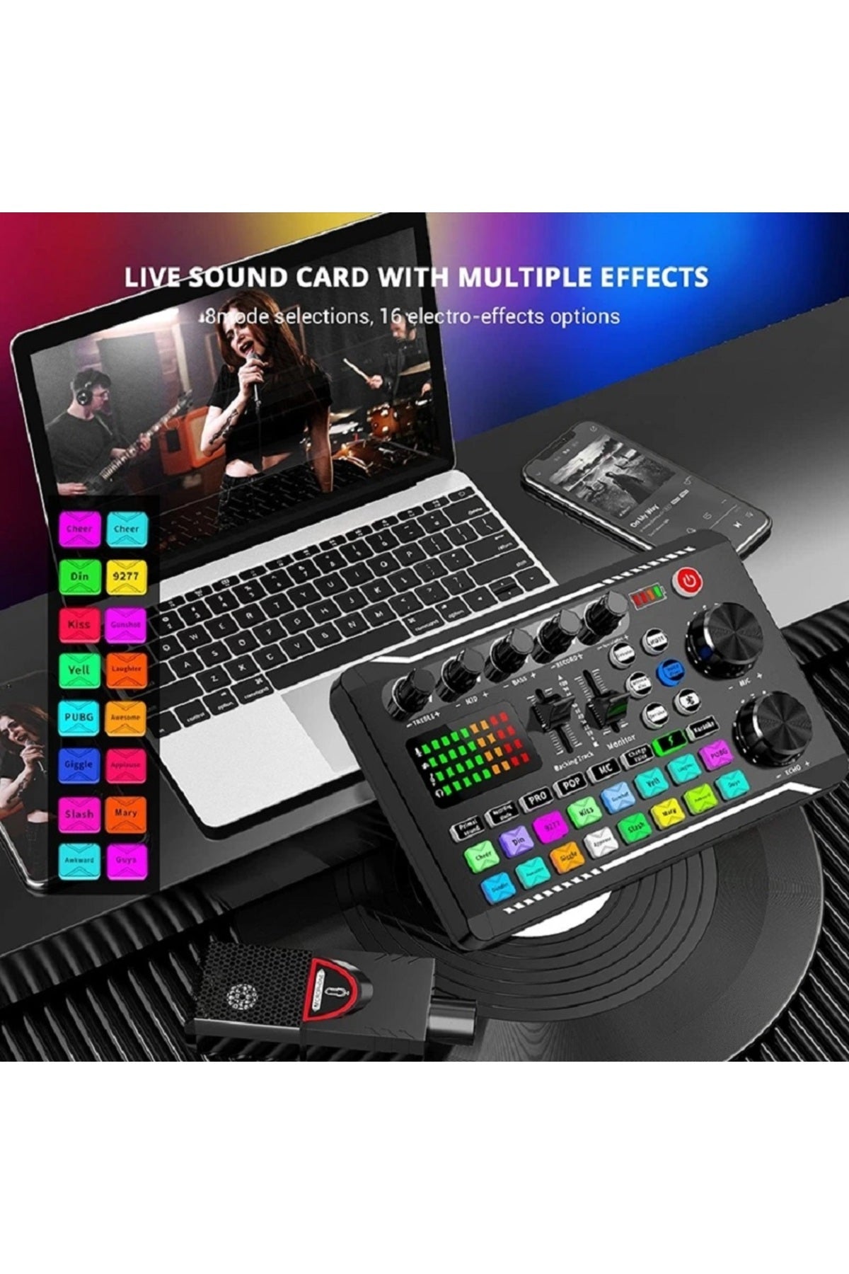 Lgt240 Filtreli Condenser Mikrofon F998 Live Plus Ses Kartı Ve Standlı Set