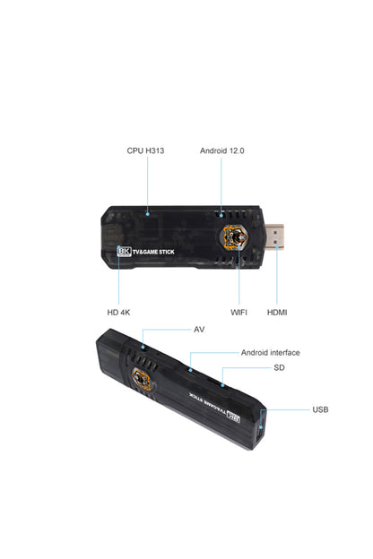 X8 Hdmı 4k Stick 64gb 10.000 Oyunlu Android Retro Tv Oyun Konsolu