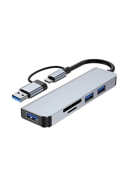 USB C Hub 5 in 1 Alüminyum Type-C Hub Multiport Adaptör SD TF Kart Okuyucu 5 Port Type C Dönüştürücü