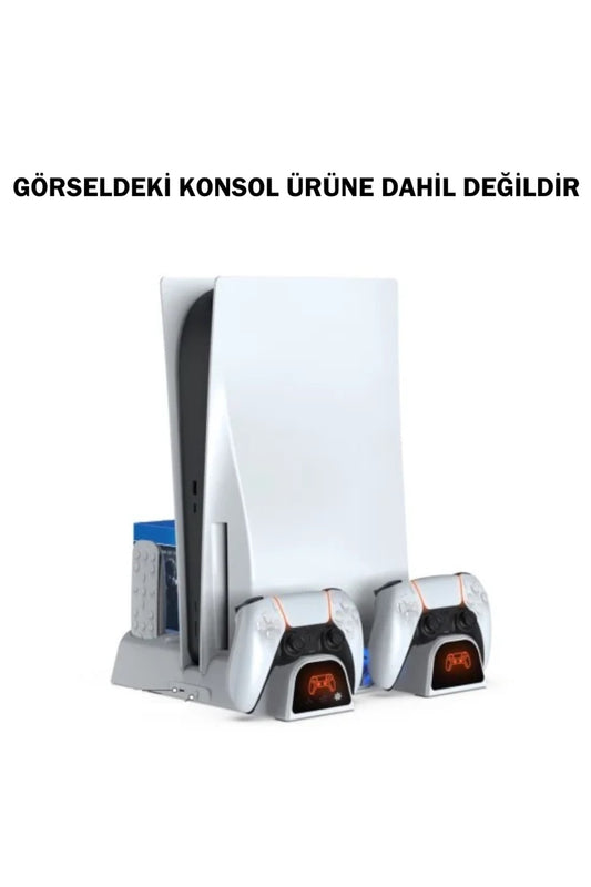 PS5/PS5 Pro/PS5 Slim Uyumlu LED Işıklı Soğutucu Fanlı Şarj İstasyonu - 1511PR