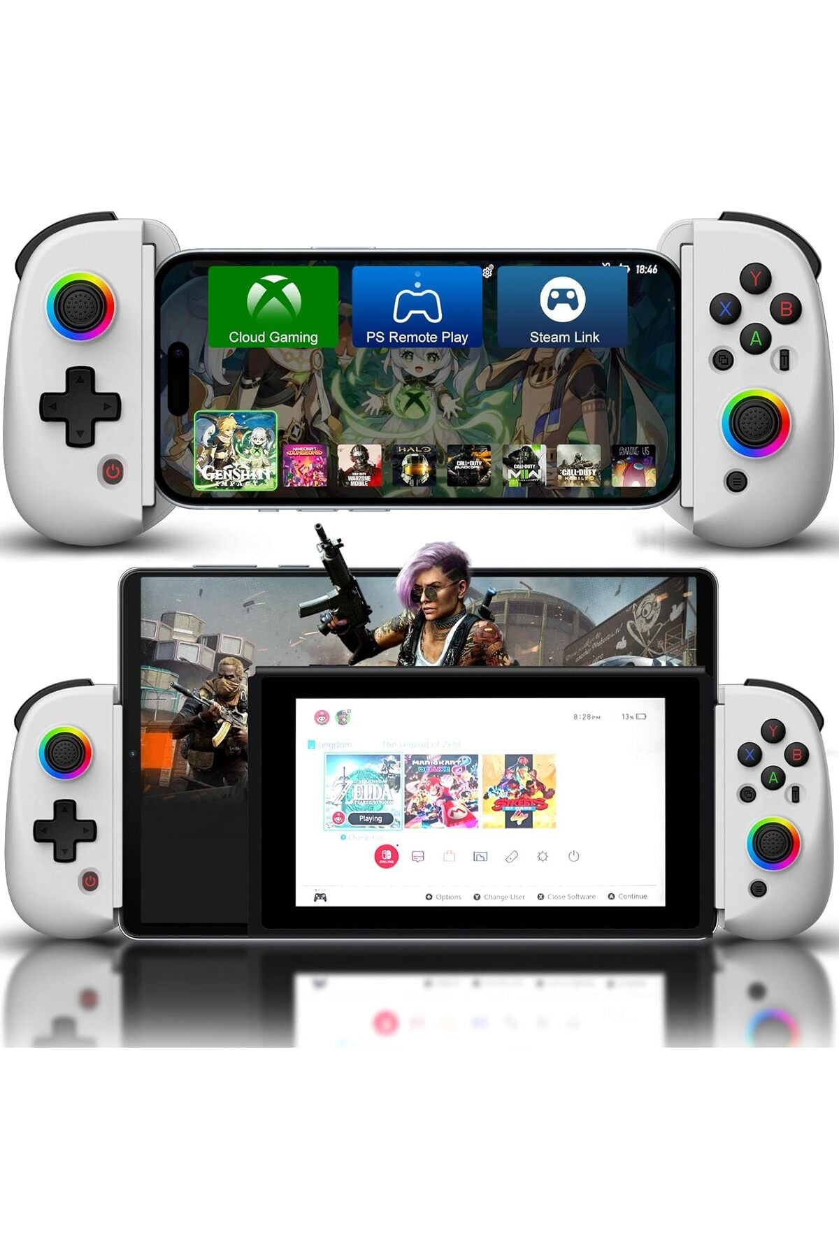 BSP-D8 Bluetooth 5.2 Android/Ios Tablet Telefon Uyumlu Mobil Telefon Tutucu Joystick Gamepad