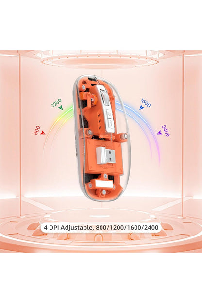 M133 Şeffaf Kablosuz Bluetooth Mouse Üç Modlu Sessiz Şarj Edilebilir