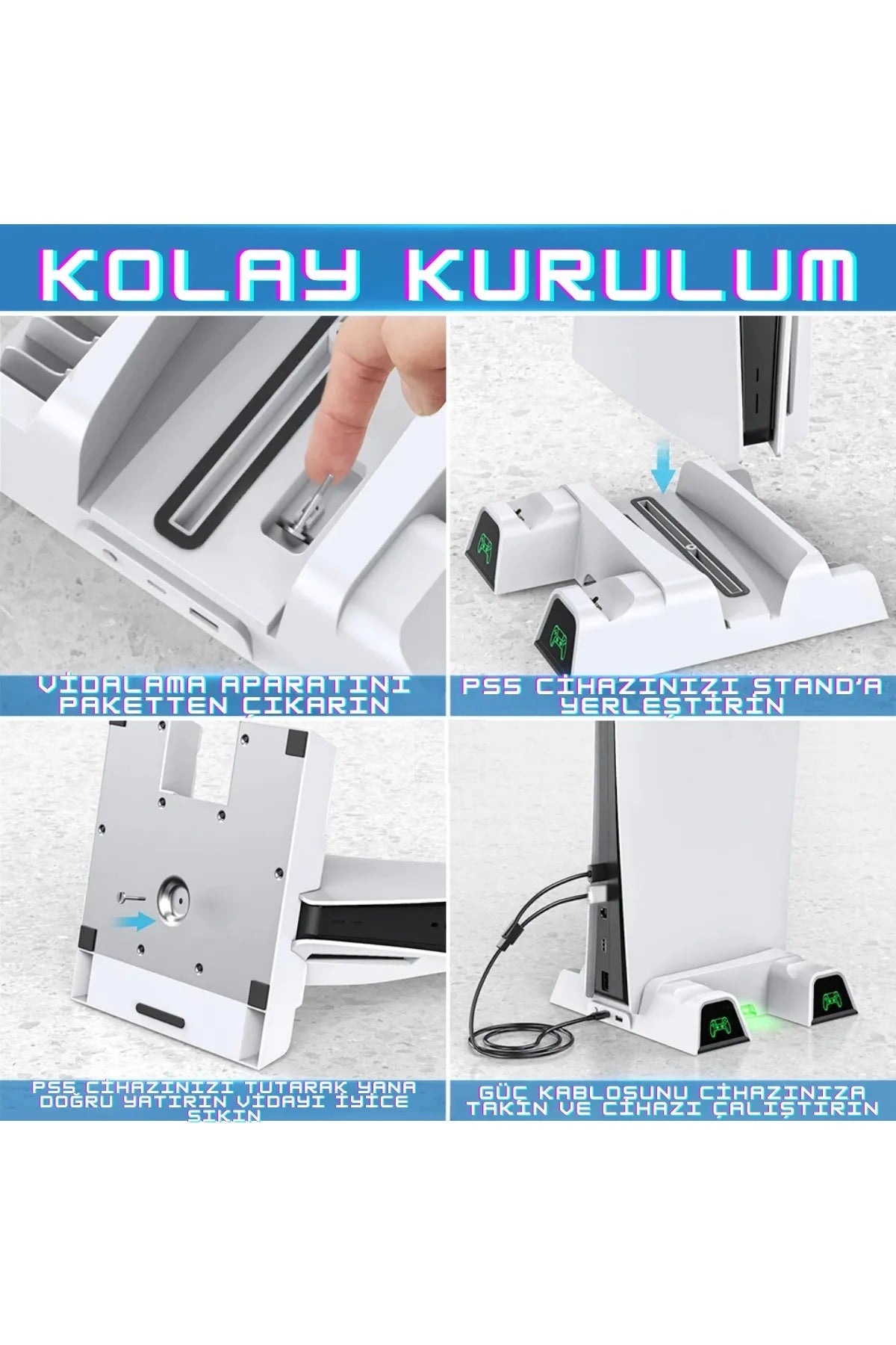Iv-p5235 Multifonksiyonel Ps5 Disk/ps5 Dijital Uyumlu Led Göstergeli Şarj Stand Soğutucu Fan
